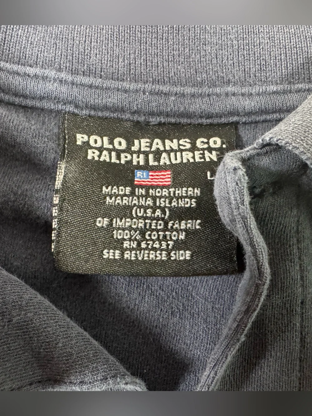 Vintage Polo Jeans Ralph Lauren Navy Polo Shirt with Polo Jeans Logo